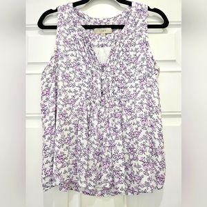 Loft Size Small Purple and White Floral Top with lining